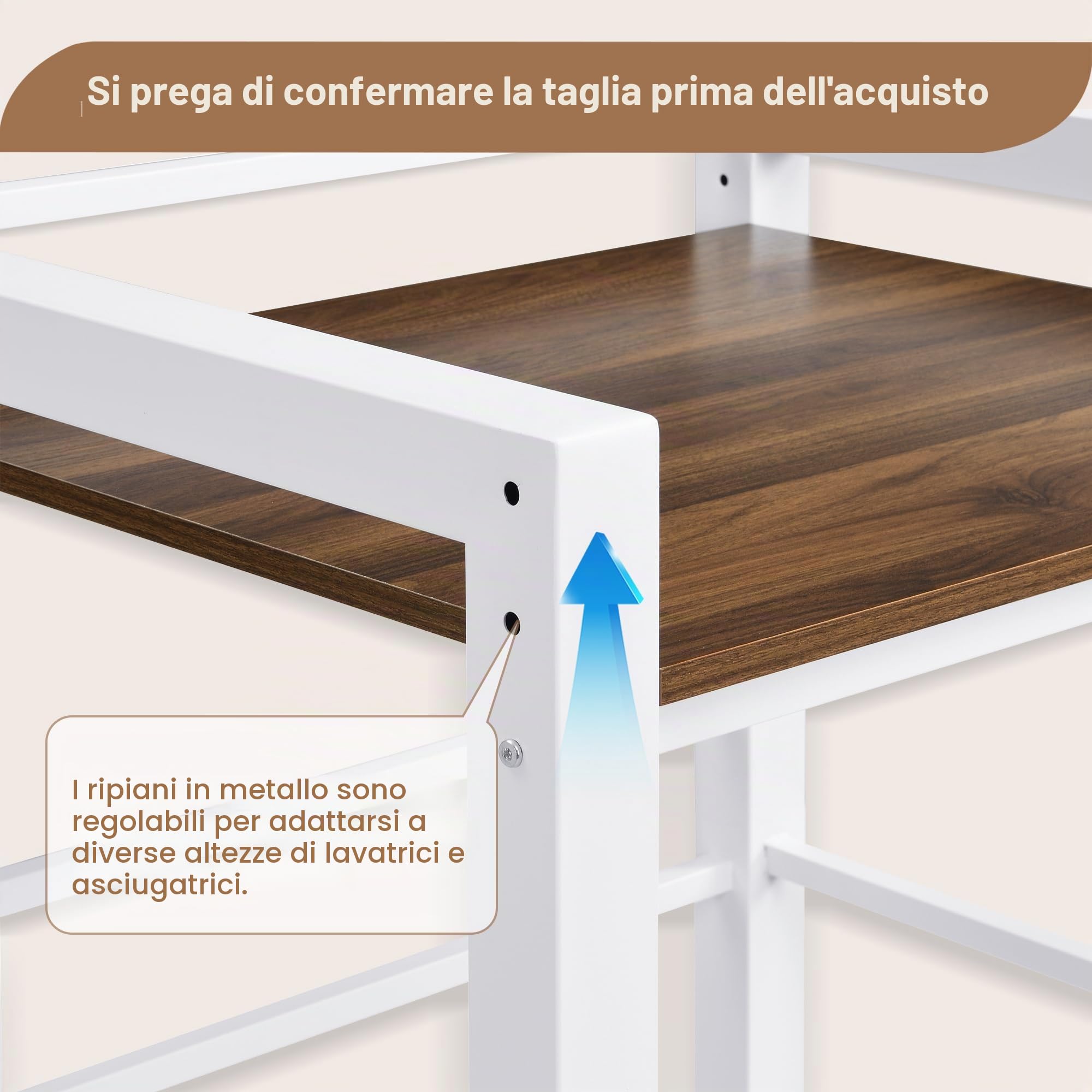 Scaffale per Lavatrice Mobile Sopra Lavatrice, 3 Regolabili in Altezza, Kit Sovrapposizione Lavatrice Asciugatrice Salvaspazio, Capacità Portante 350kg, Per Bagno Lavanderia 75x65x105cm(Nero/Bianco)