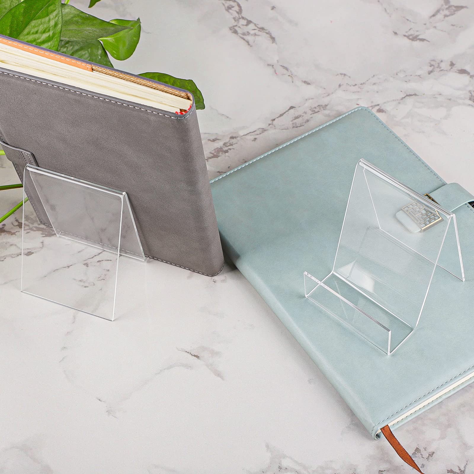 SWAWIS 20 Pezzi Fermalibri in Acrilico Trasparente da Tavolo 10,5x9x7,5 cm Supporto per Libri