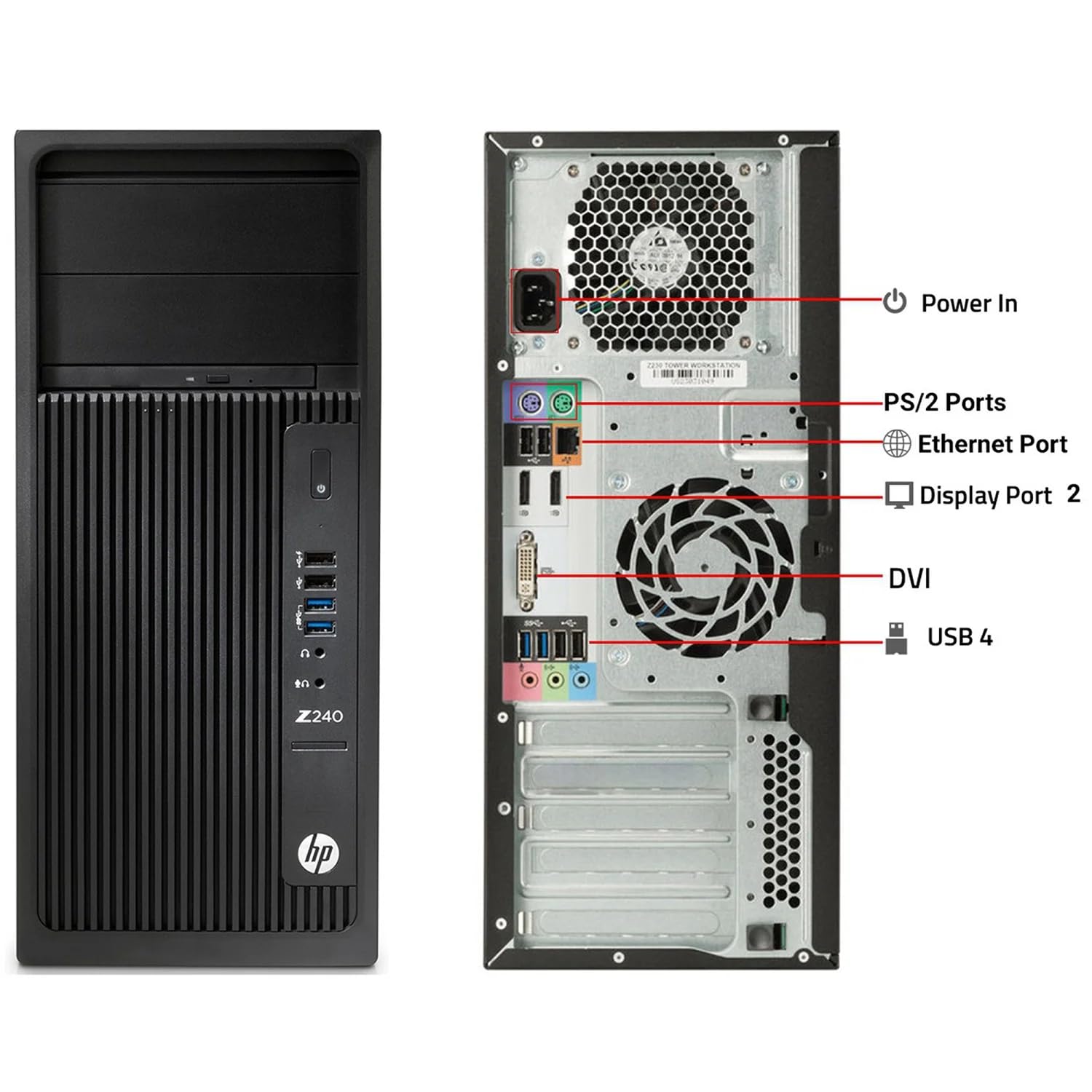 HP Z240 Mini Tower Workstation Desktop PC, Intel Core i7-6700, 8 GB RAM, 256 GB SSD, WiFi, Bluetooth, tastiera US QWERTY, Windows 11 Pro (ricondizionato)