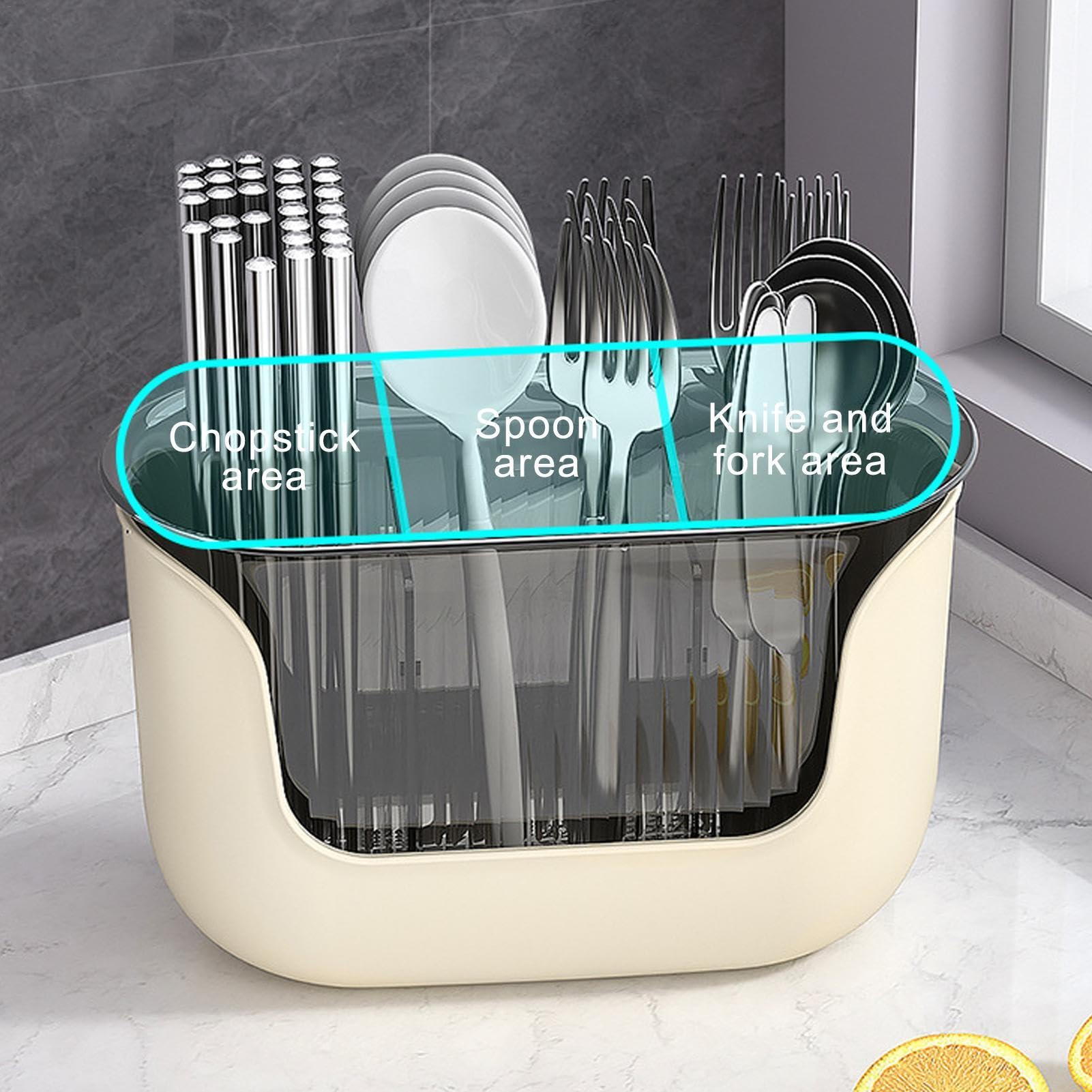 Portautensili per piano di lavoro – 3 scomparti da cucina – contenitore trasparente per utensili da cucina porta spatola, per posate, piano di lavoro della cucina