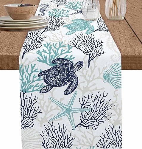 Miniatura 16 de Camino de mesa de gnomos de Acción de Gracias, calabazas azules, 48 pulgadas de largo, hojas de árbol de arce de otoño, camino de mesa auxiliar,