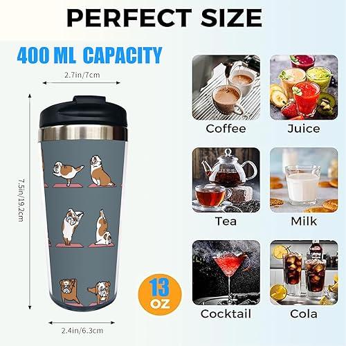 Miniatura 2 de Ideas English Bulldog - Taza de café de viaje para amantes de las mascotas, regalo para hermana amiga, cumpleaños, 13 onzas con tapa abatible,