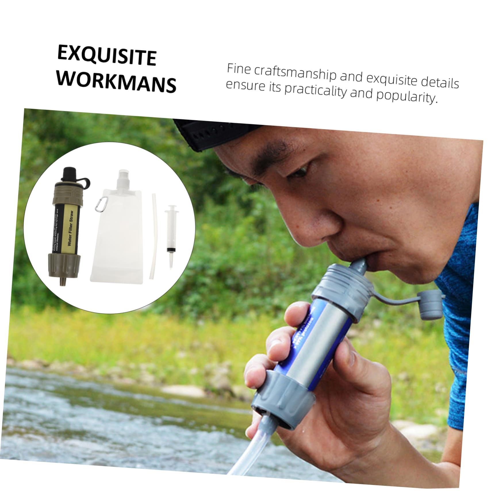 BESPORTBLE 2pièces Filtre à Eau Portable De Purification Pour Activités Extérieures Mini Purificateur Survie Et Pratique Pour Camping Randonnée Et Urgences