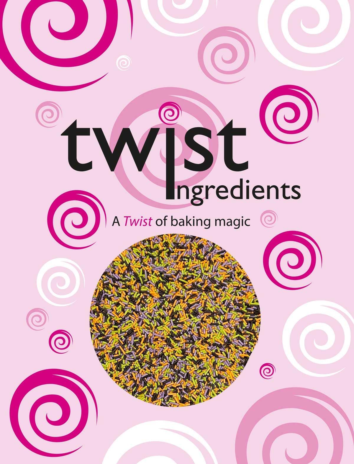 Twist Ingredients โ Halloween Strands โ 1kg. Matt strands in a resealable pouch. Ideal for all your spooky Halloween cakes, bakes and creations