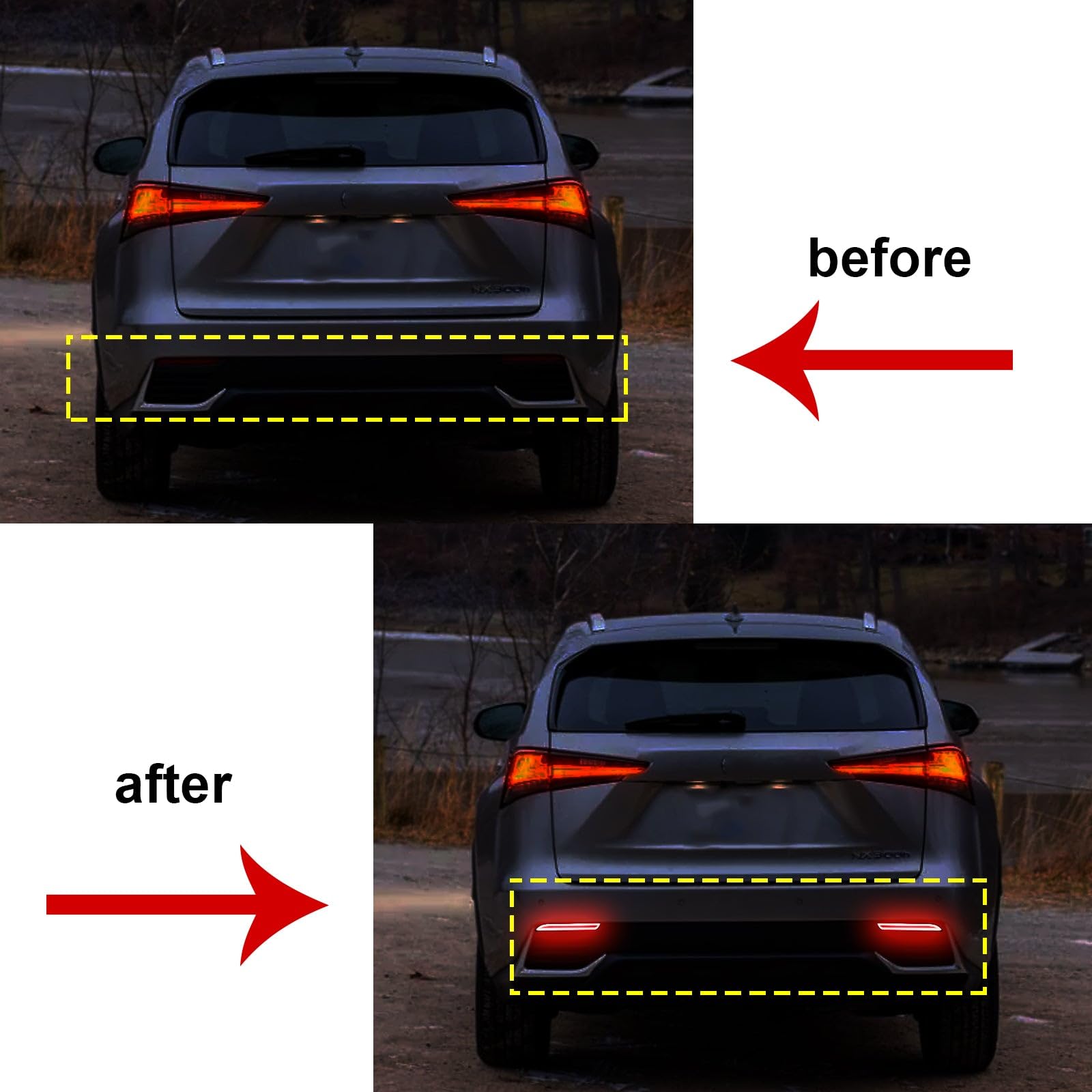 Xotic Tech Smoked Lens Rear Bumper Reflectors LED Brake Tail Light Lamps Scanning Driving Sequential Turn Signal Compatible with Toyota Sienna Matrix Venza Avalon or Lexus RC250 RC350 IS-F GX470 RX300