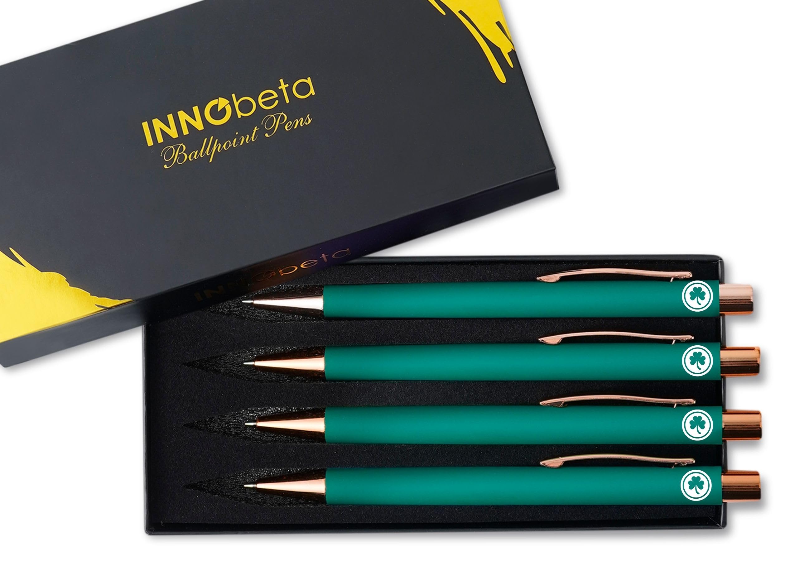 InnoBeta Irish Gifts for Women, Men, Teens, Ballpoint Pen Set of 4, Lucky Shamrock Irish Theme Stuff for Friends, Coworkers - Icon