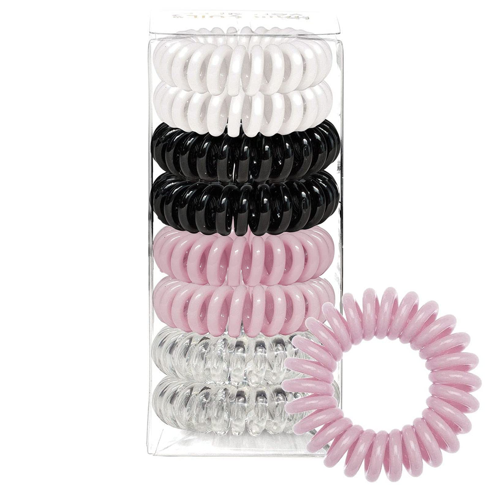 Arabest8 PCS Spiral Hair Tie, Ponytail Holder Hair Coils No Crease, Phone Cord Elastic Hair Ties, Strong Elastic Grip Coil Hair Bands, Waterproof Coil Hair Accessories for Women Girls (Multicolor 2)