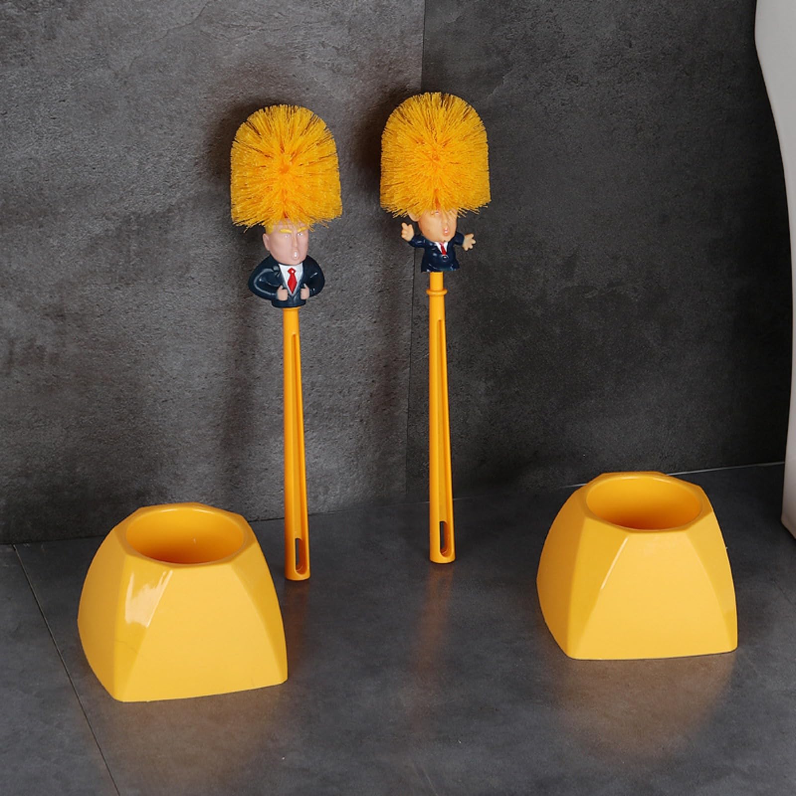 Szczotka do WC Trump, szczotka do czyszczenia Donald Trump z uchwytem, zabawna szczotka do czyszczenia WC, z długim uchwytem i stojakiem do przechowywania, nadaje się do codziennego czyszczenia
