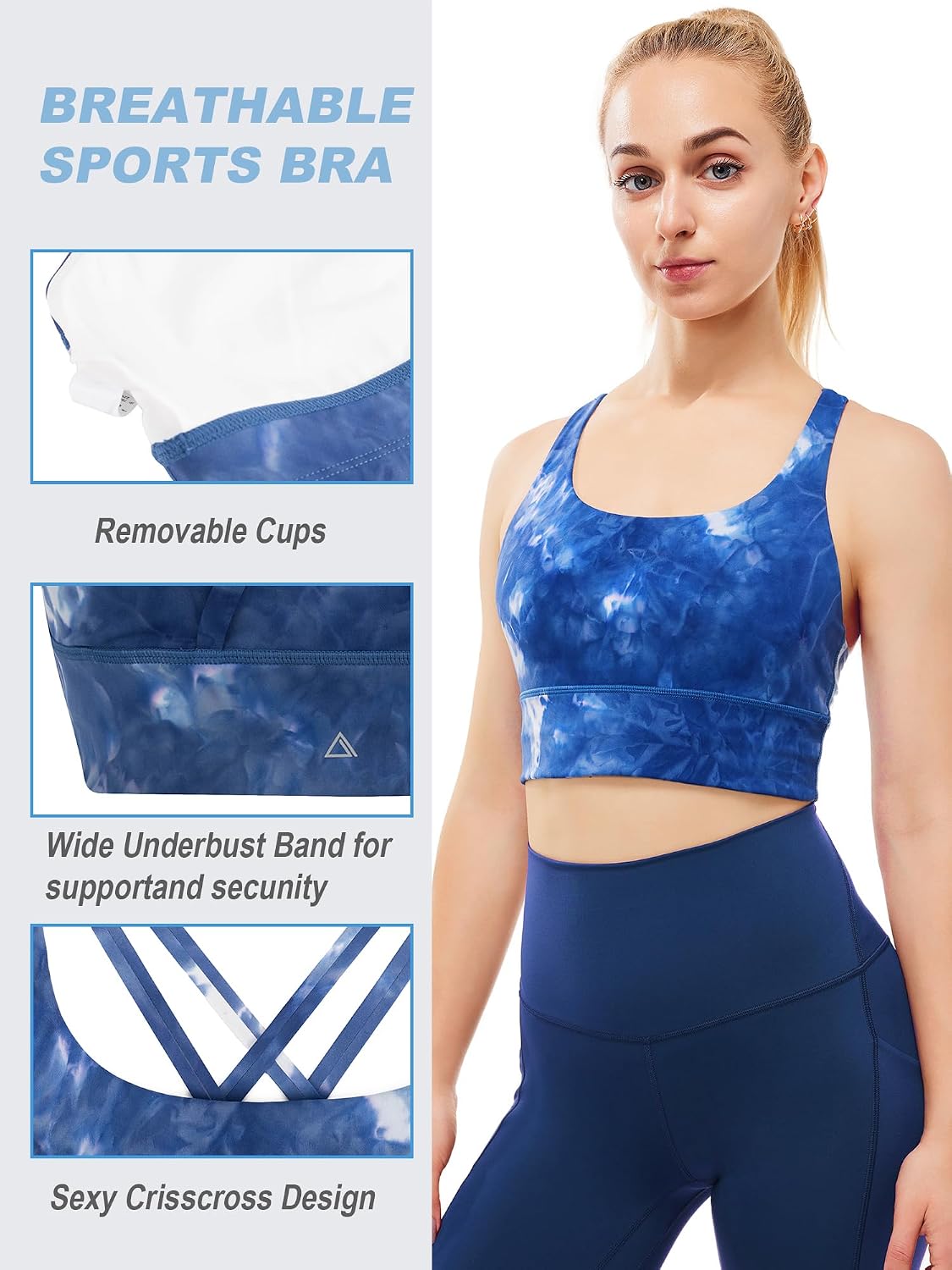Women's Strappy Sports Bras Fitness Workout Padded Yoga Bra Criss Cross