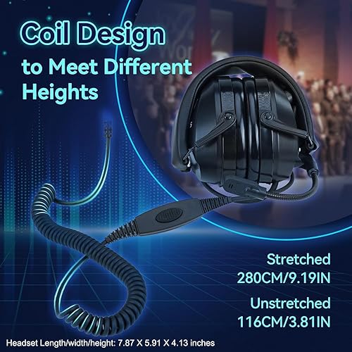 Miniatura 7 de Retevis EHK012 Auricular plegable de radio bidireccional con micrófono, reducción de ruido, ajuste de volumen, compatible con Baofeng UV-5R BF-F8HP