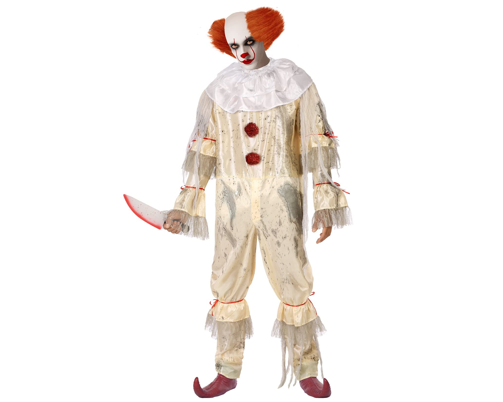 Atosa 53962 Costume Evil Clown Man XL White-Halloween, Men