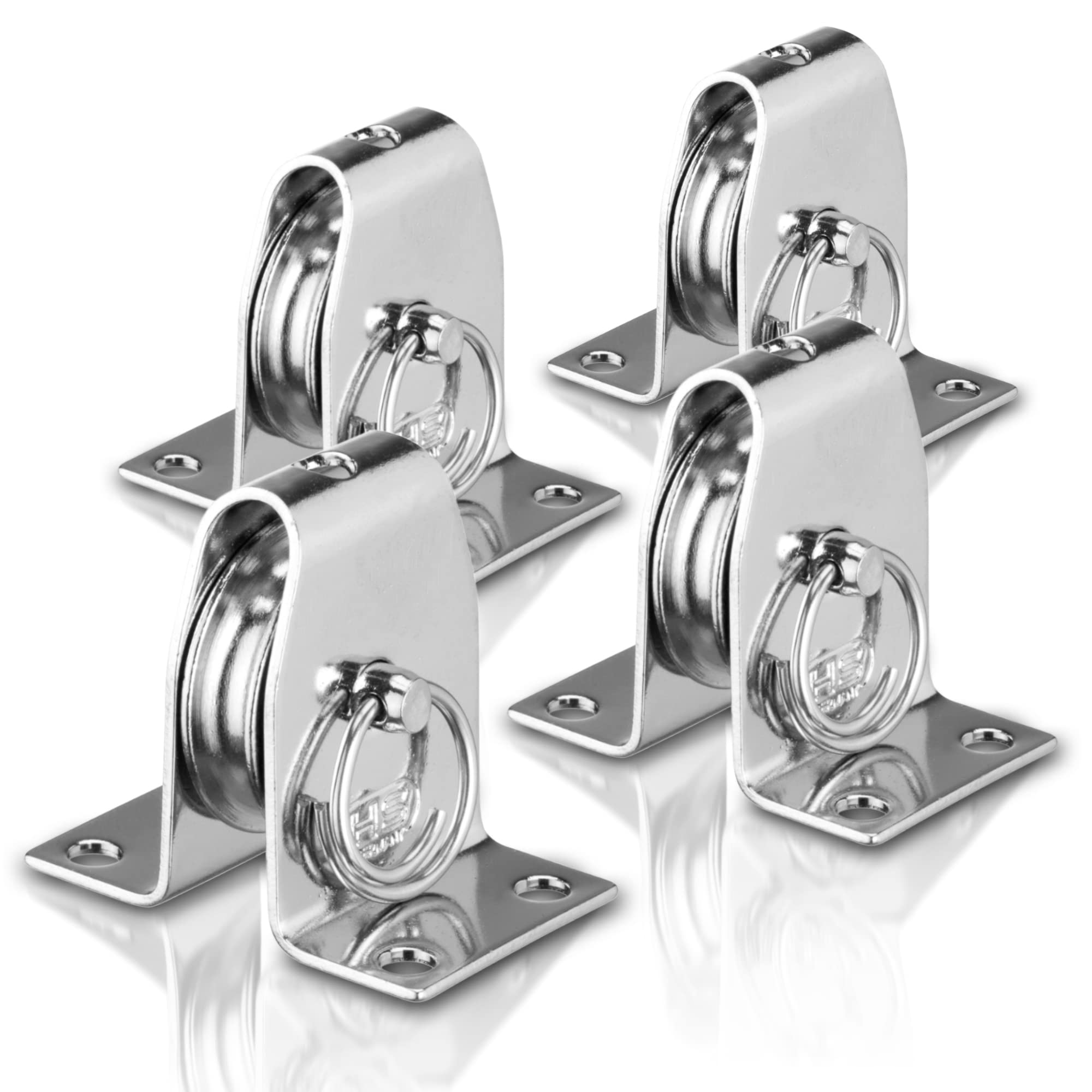 Sprenger Umlenkrolle Set I Stehblock aus Edelstahl, für max. 4 mm Drahtseil I Seilrolle zum Anschrauben mit Befestigungslöcher, Umlenkblock stehend, 250 kg belastbar (4)