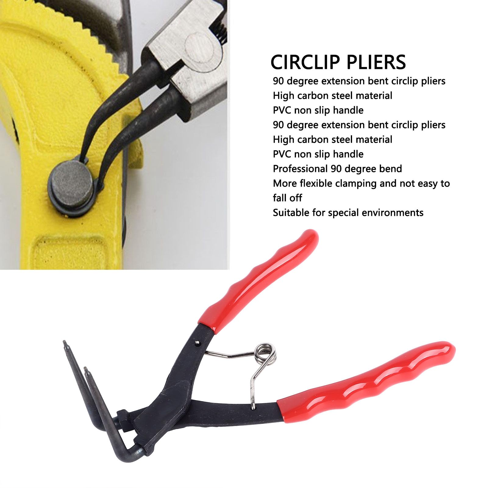 FLEXMAN Circlip Pliers, Carbon Steel Heavy Precision Spring Loaded Pliers, 7in Duty Internal Bent Circlip Pliers, 90 Degree Bend Snap Ring Pliers for Ring Remover Retaining