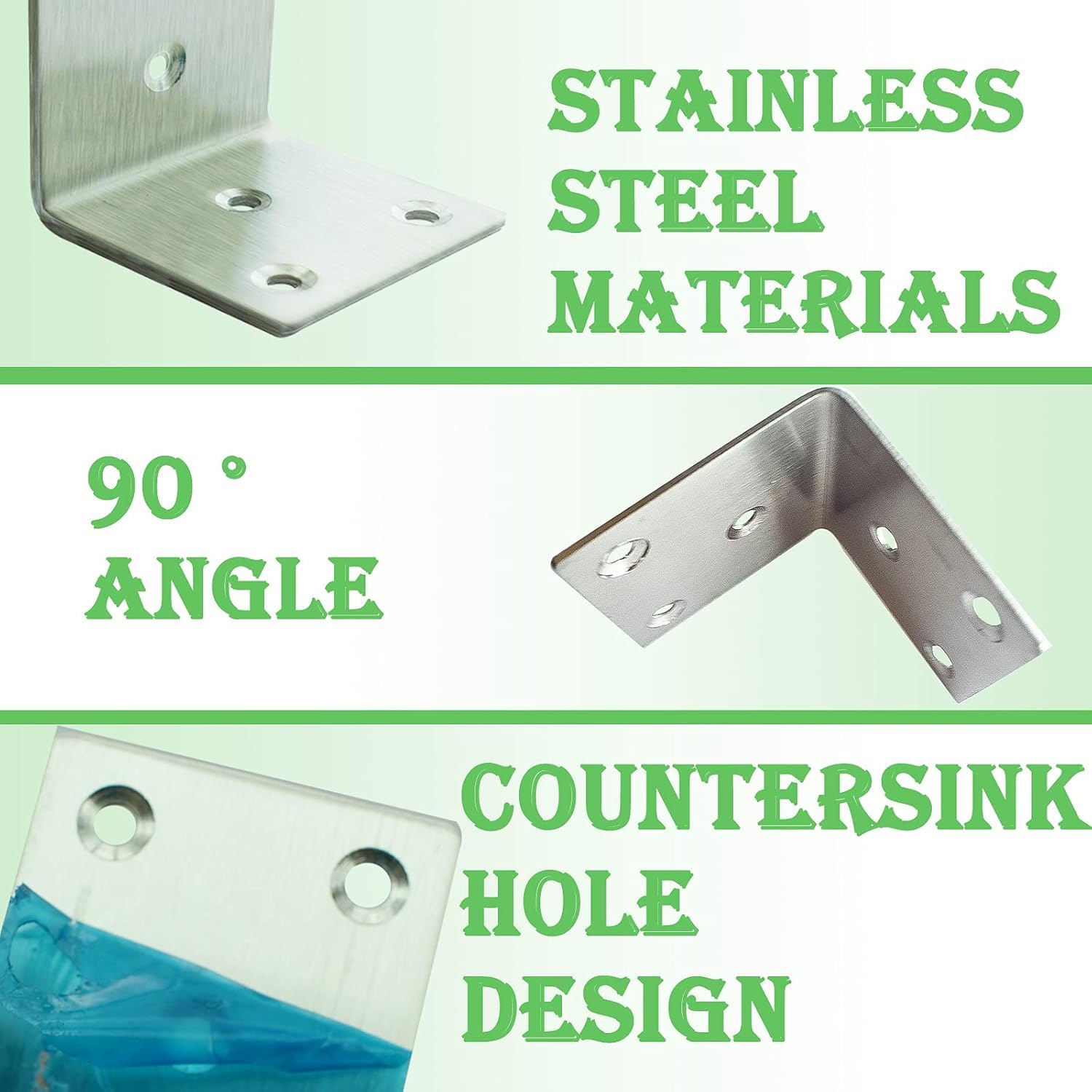 Caremore Corner Brackets Stainless Steel L Brackets,20-Pack, Heavy Duty Corner Braces for Furniture and Shelving(40mm*40mm*40mm) - Image 2