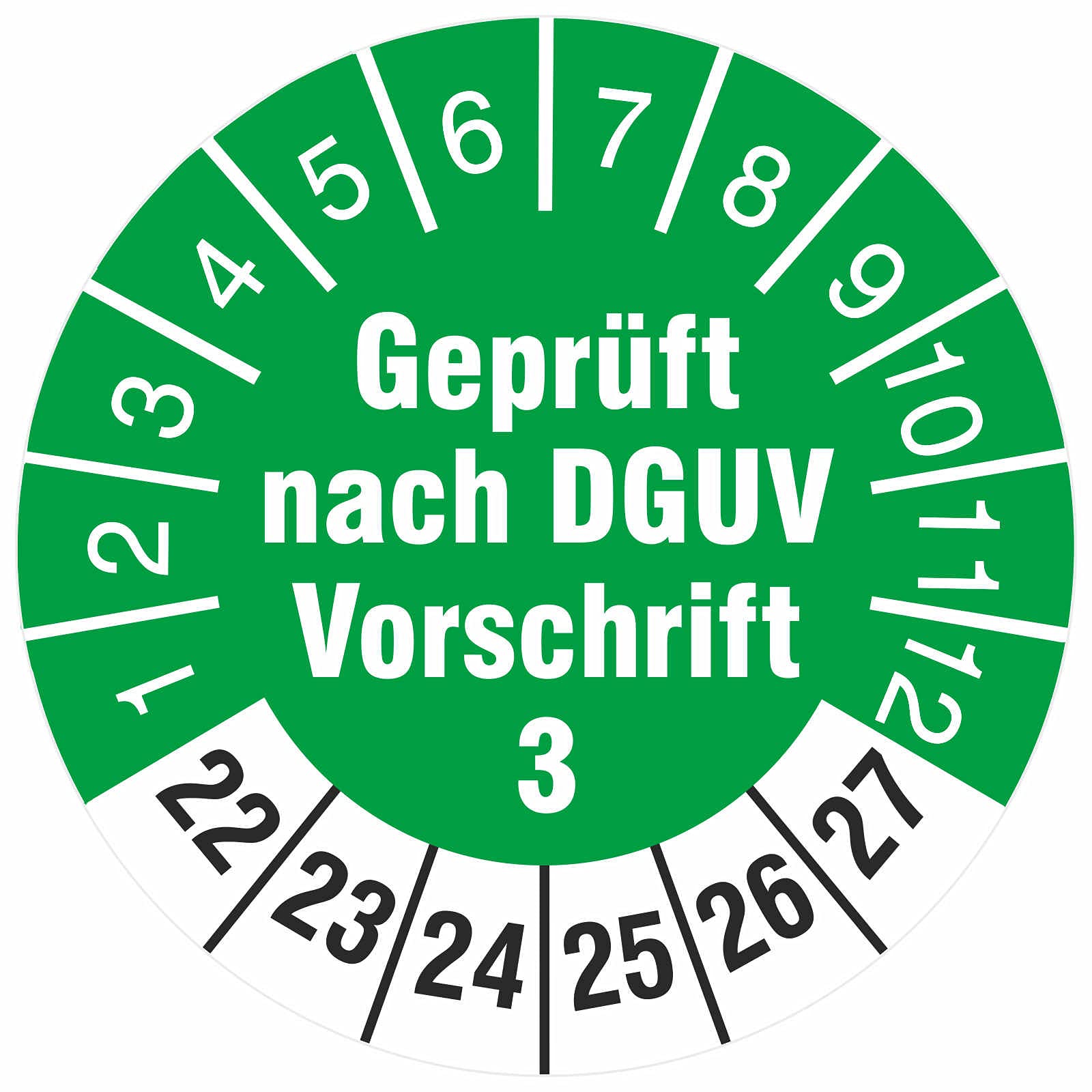 2500 Stück geprüft nach DGUV Vorschrift 3 Prüfetiketten/Prüfplaketten 30 mm rund 2026-2031