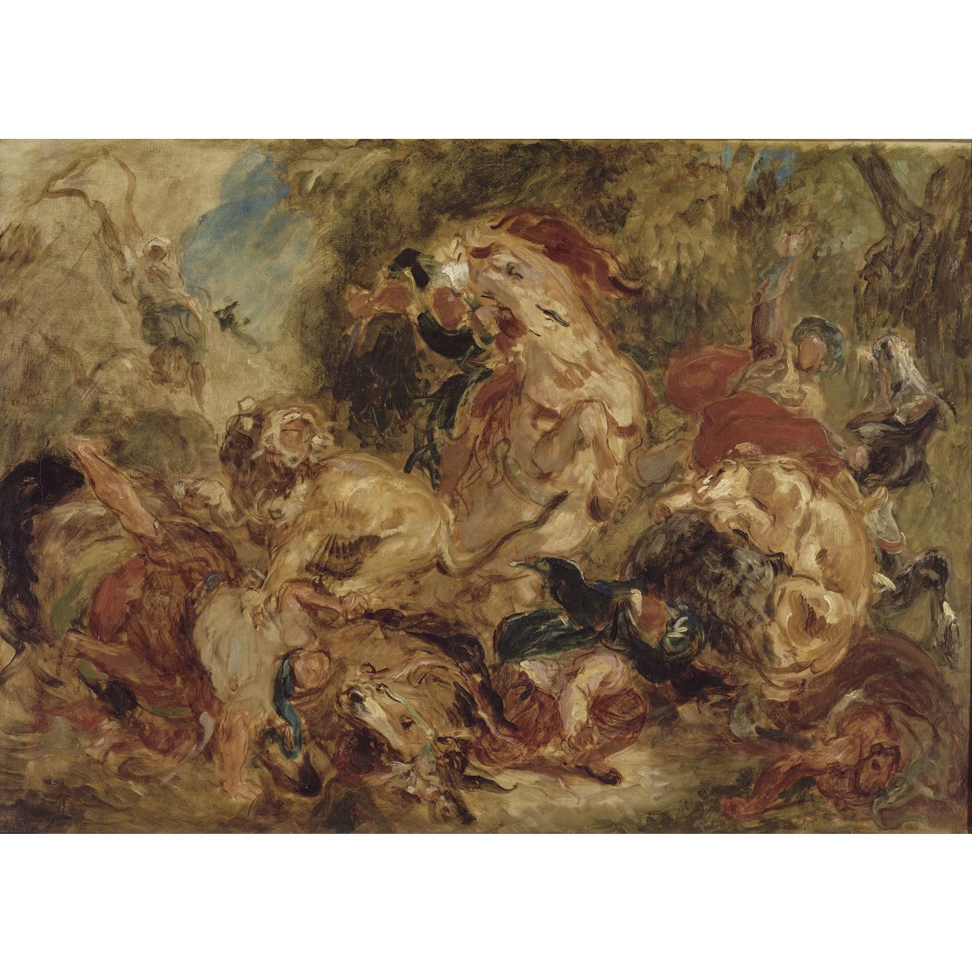 Delacroix La chasse au lion tableau sur toile salon artistique