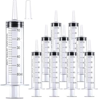 1 Pack 60ml/cc Plastic Syringe Large Syringes Tools Catheter Tip individually sealed with Measurement for Scientific Labs, Measuring Liquids, Feeding Pets, Medical Student, Oil or Glue Applicator