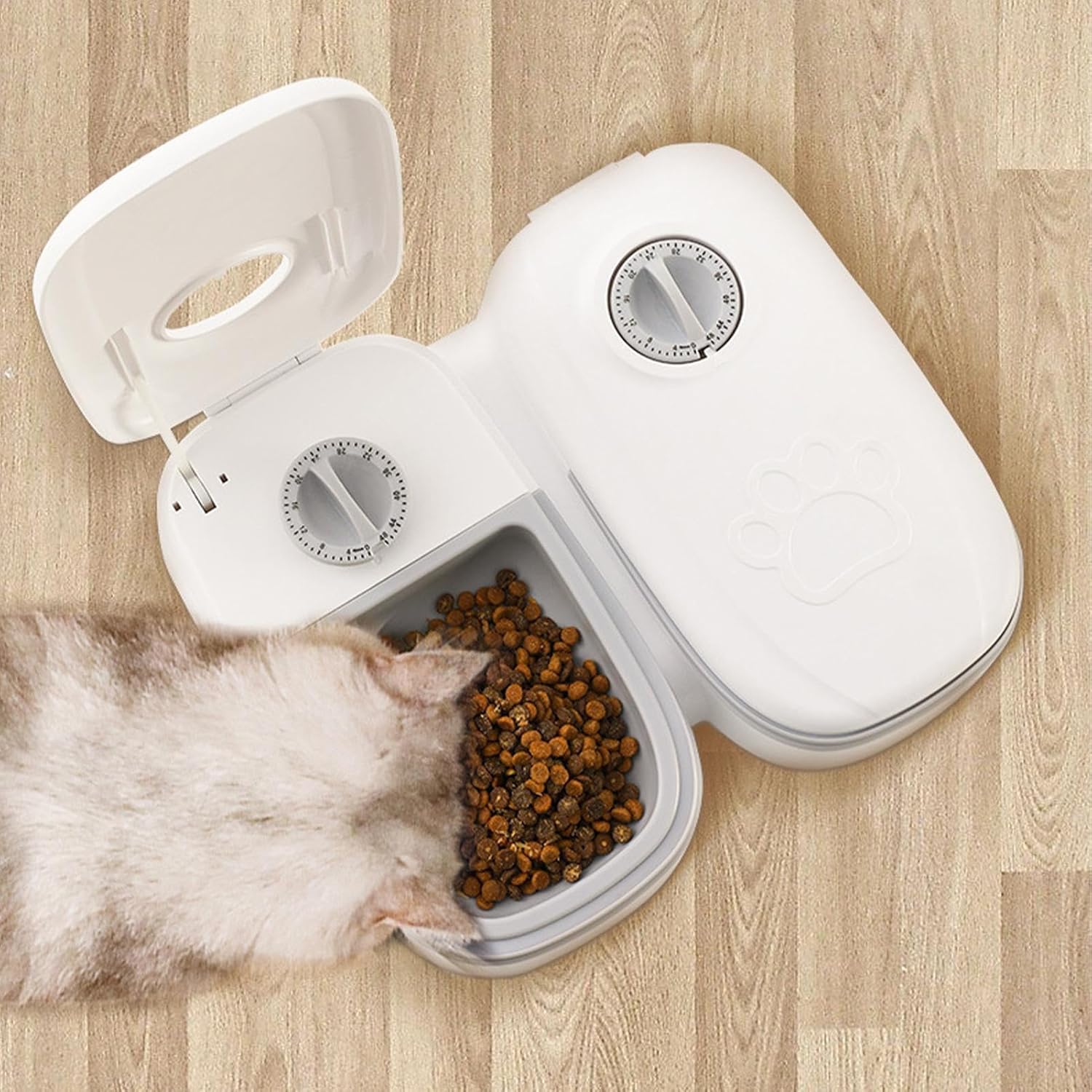 Cat Feeder - 350ml Detachable Feeding Container,Detachable Automatic Dog Food Dispenser | for Treat Snack Meals Puppy Small Medium Large Breed Indoor Outdoor Apartment Balcony
