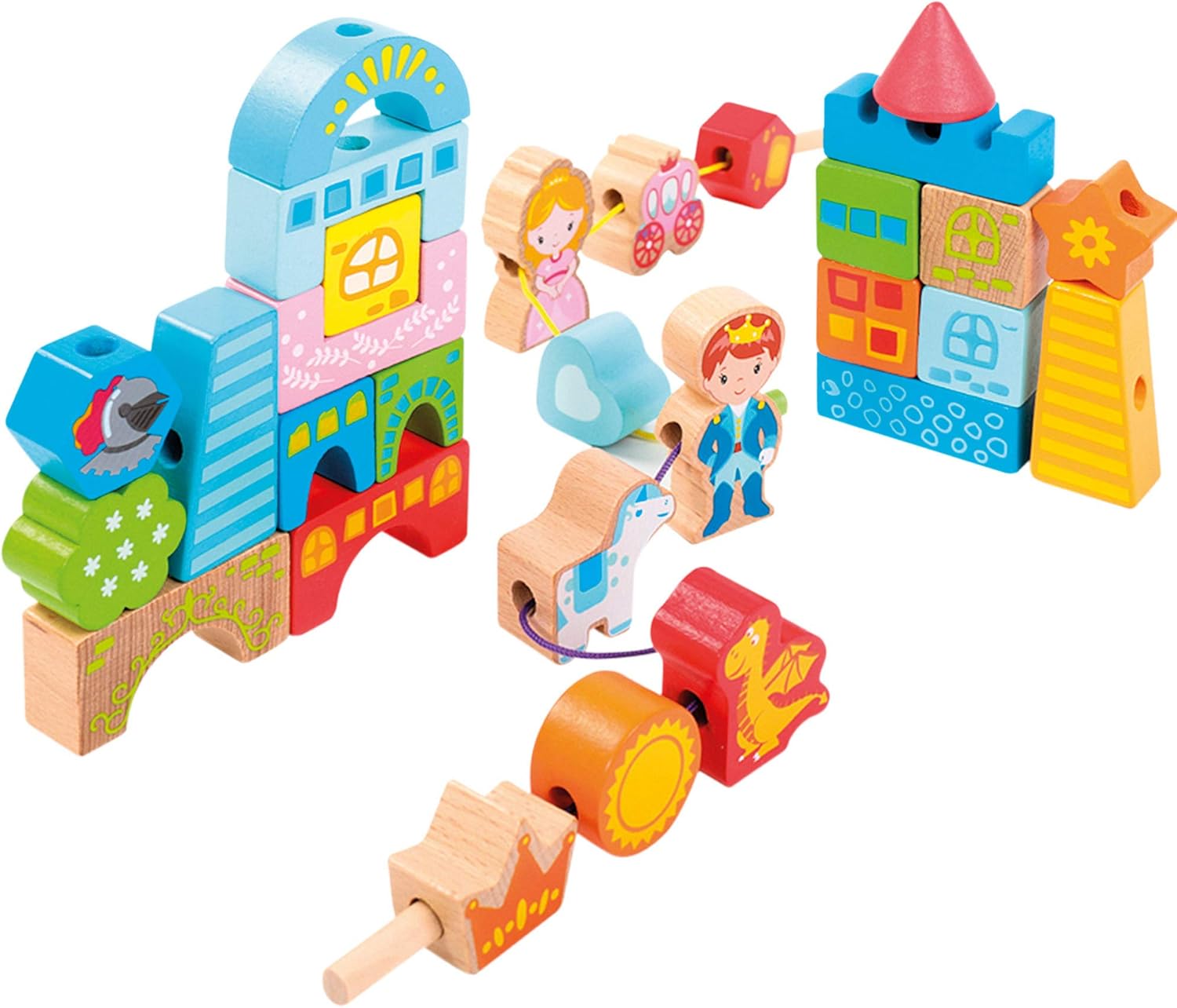 WOOMAX - Juego construcción madera castillo 32 piezas woomax (46439)