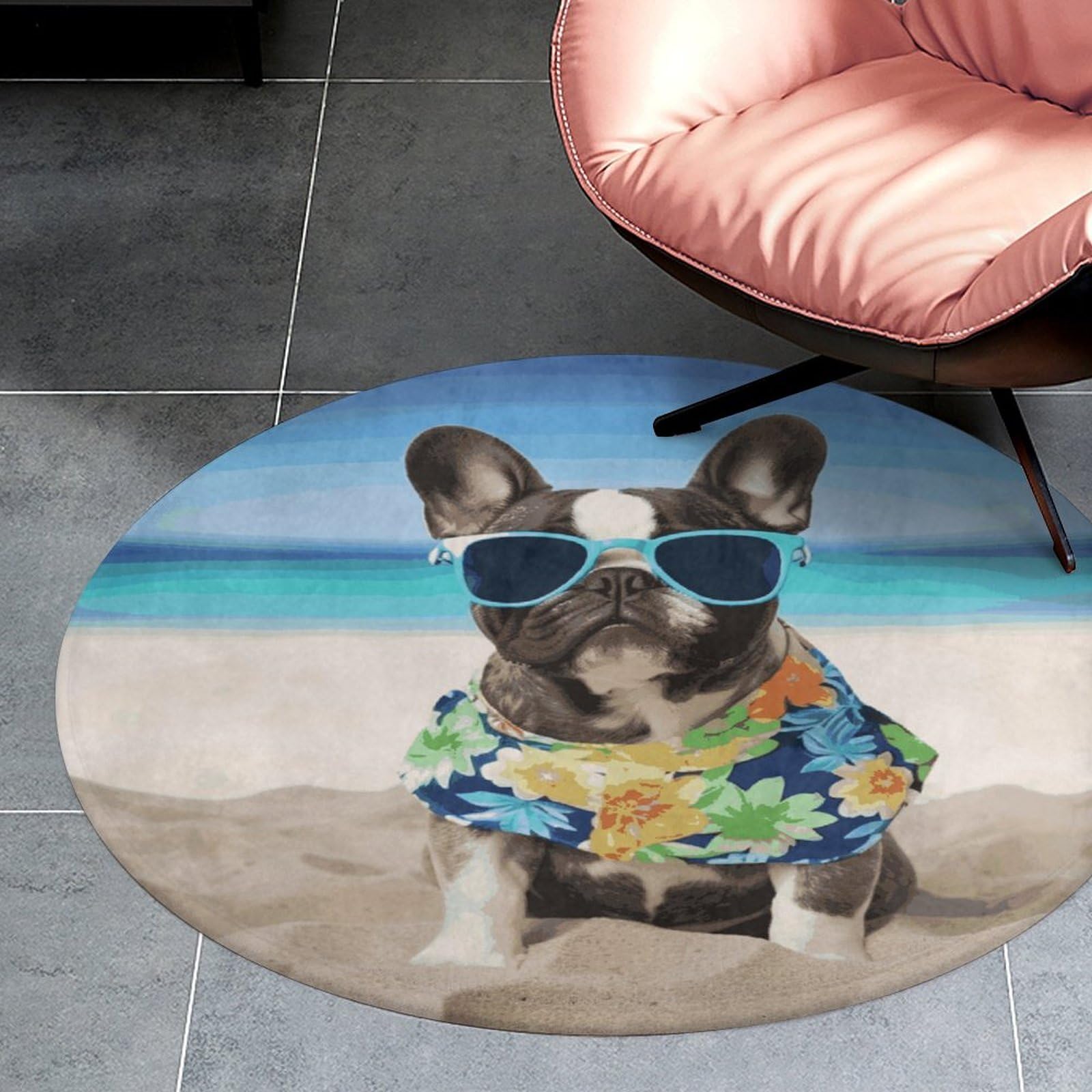 Tapis rond à poils courts de 0,6 cm antidérapant pour éviter les glissades et l'eau