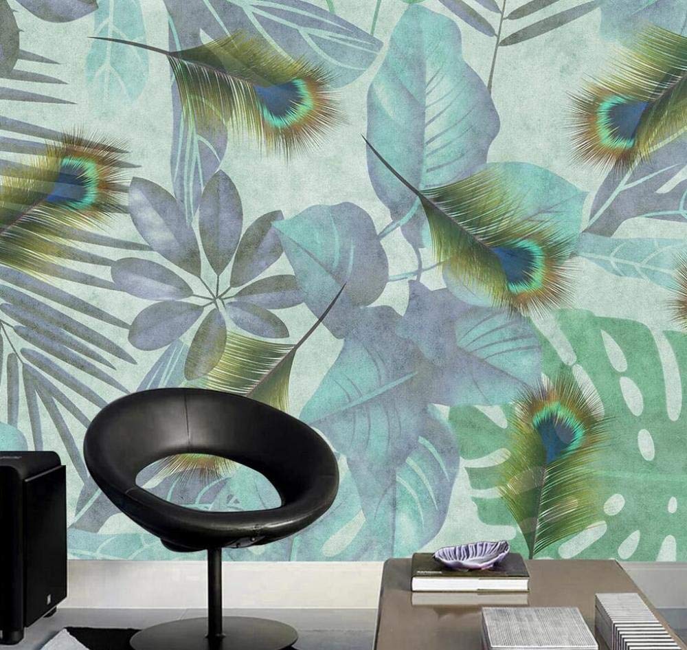 Tenture Murale Plumes De Paon Vertes - 73.7 X 94 Cm, Décoration Boho Chambre Salon - 13