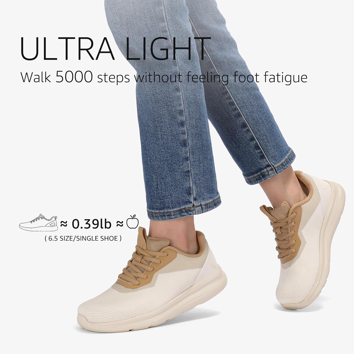 STQ Wide Toe Box Shoes Women Orthopedic Sneakers Extra Wide Width for Plantar Fasciitis Bunions Walking Tennis Running Gym Shoes Arch Support Lace Up Beige Brown - Image 7