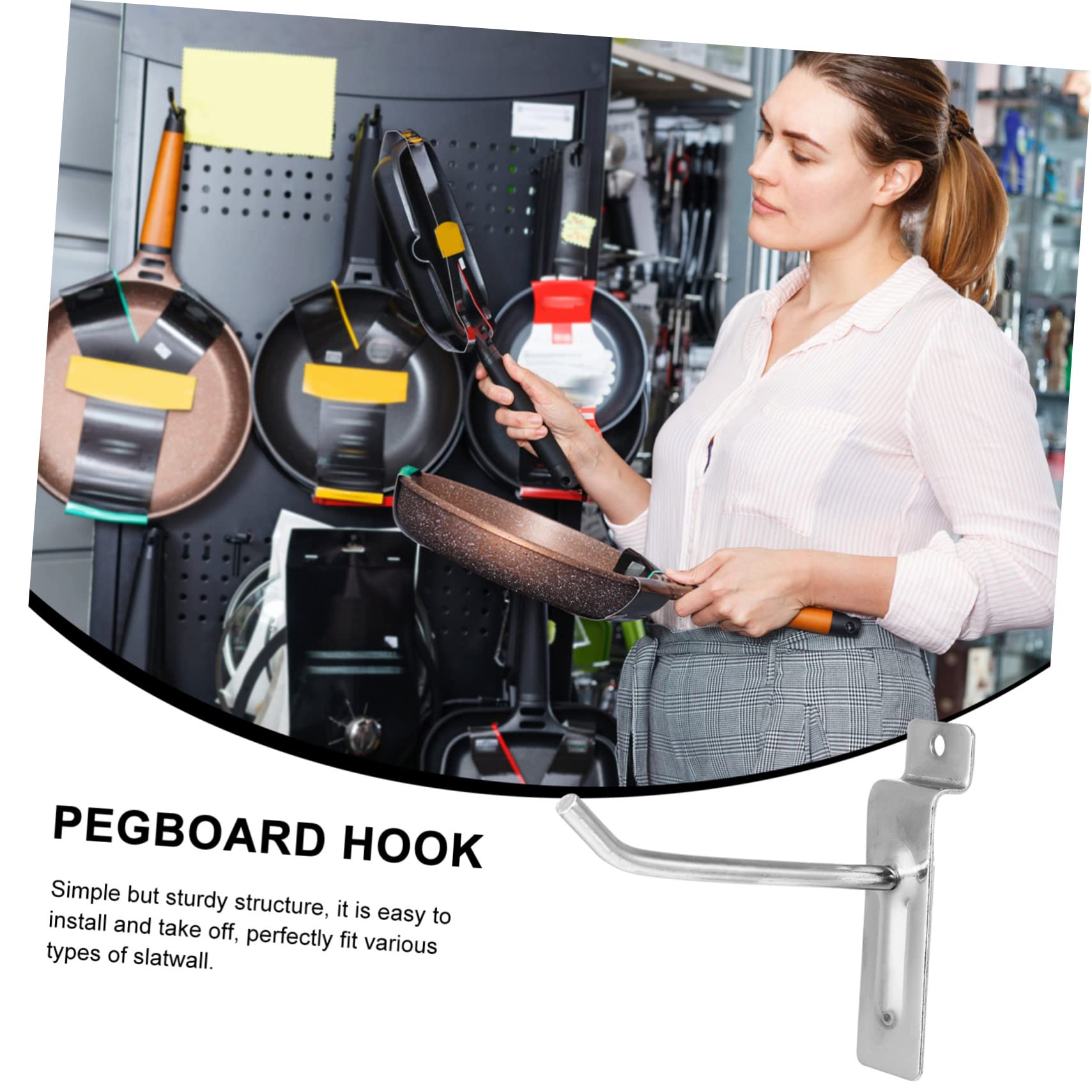 GLEAVI 10 Pcs Heavy Duty Utility Hooks Iron Slat Wall Hanging Hooks for Store Panel