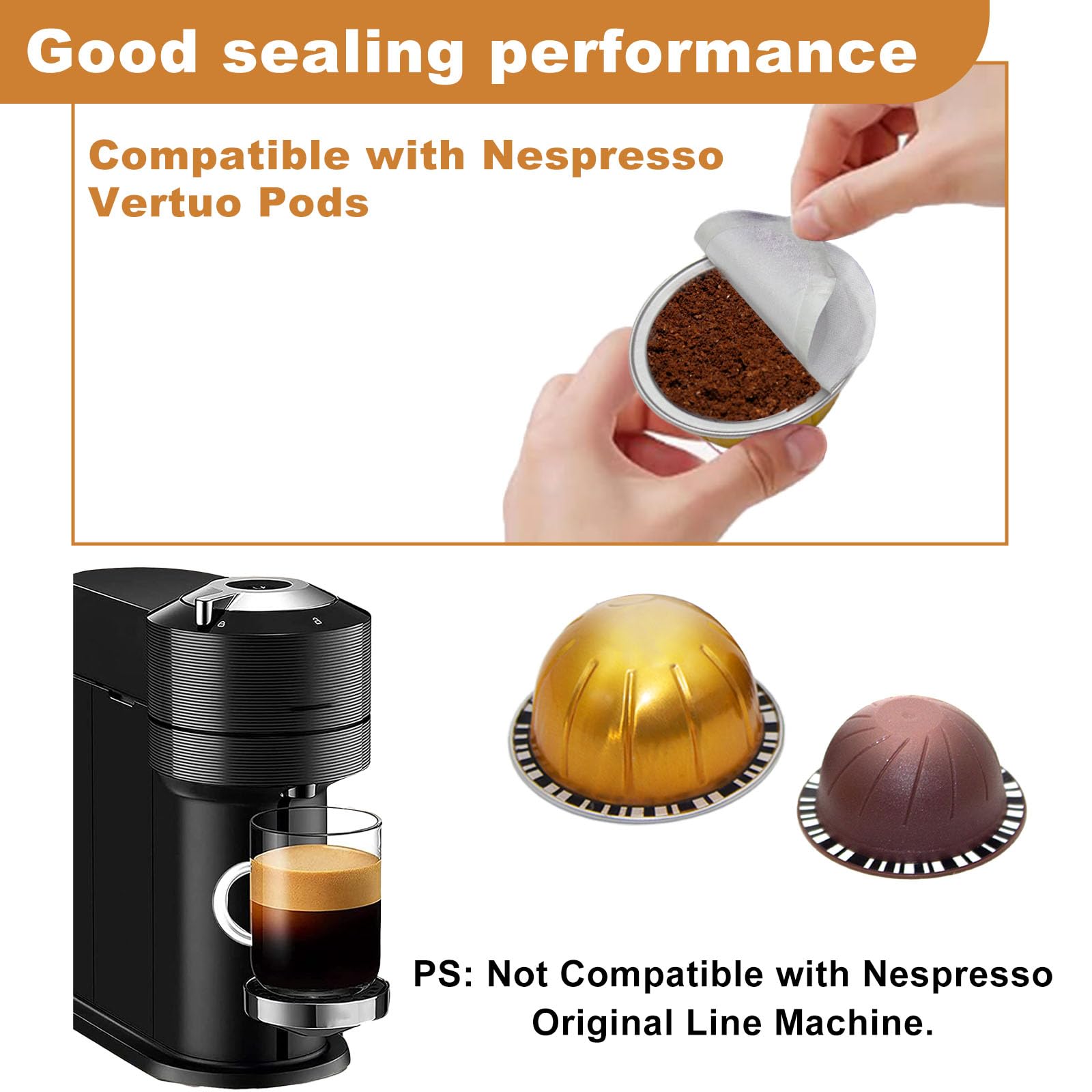 Tapas de papel de aluminio, cápsulas de reutilización, cápsulas de café, 120 unidades, compatibles con Nespresso Vertuoline Vertuo, sellos de cubierta de cápsulas de café reutilizables de 62 mm