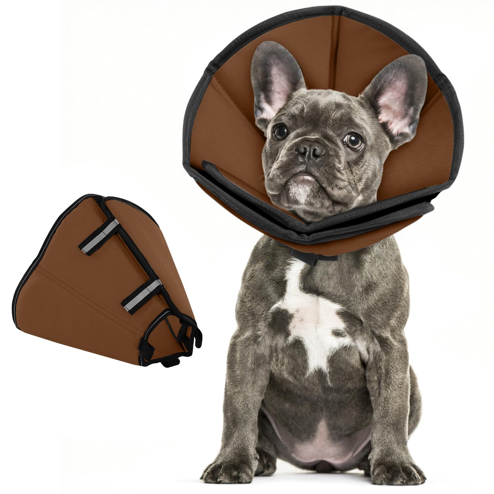 PUZAUKAL Dog Cone Collar, Dog Cones After Surgery Soft,Buster Collars for Small Medium Large Dogs and Cats,Recovery Collars for Dogs Prevent Licking (Brown,M) — image 1