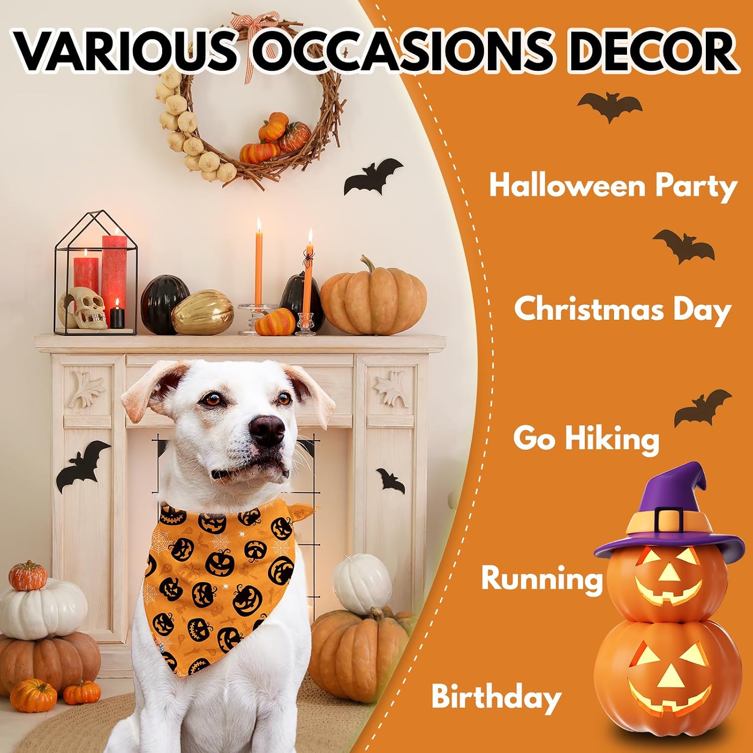 Brand Dog Neck Gaiter - Cooling Bandanas for Large, Medium & Small Dogs - Halloween & Outdoor Decor - 3D Print Scarf Gift - Pumpkin, Bat, Ghost Designs image 5