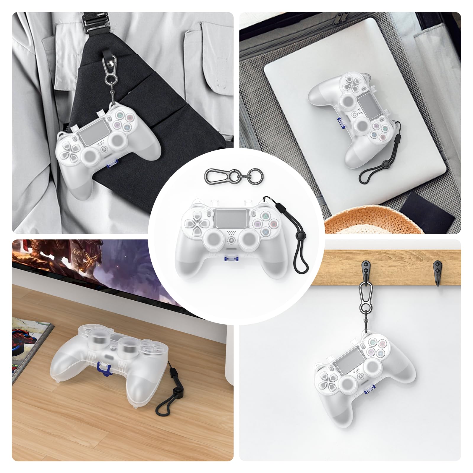 Tiiletzote Étui de protection pour manette de PS4, pour manette sans fil Playstation 4 DualShock 4, étui de transport pour manette PS4, accessoires de protection anti-poussière (blanc)