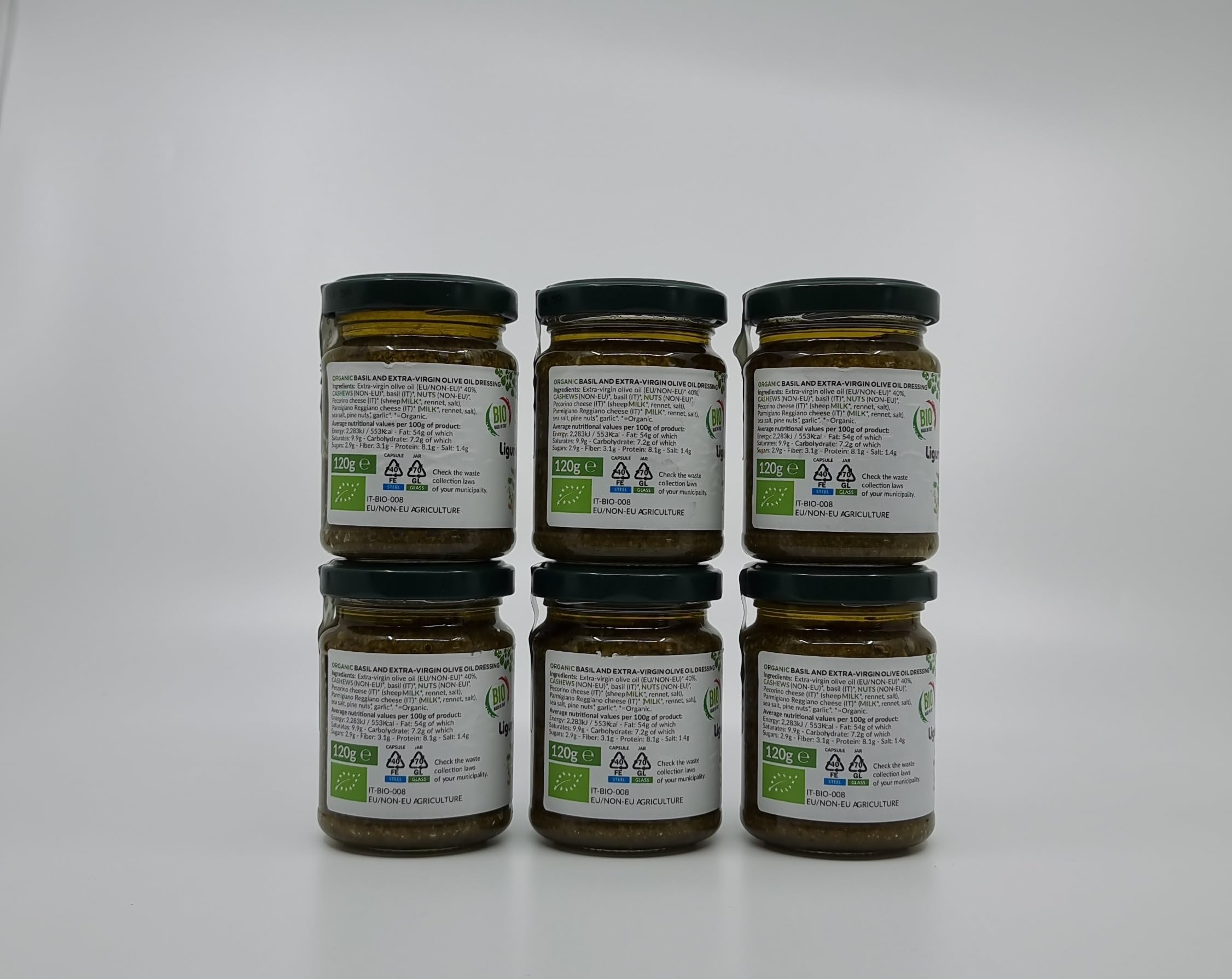 buononaturale Boîte au pesto BIO 720g — coffret de 6 pièces de 120g Pestoghiotto ligurien BIO (6x120g)