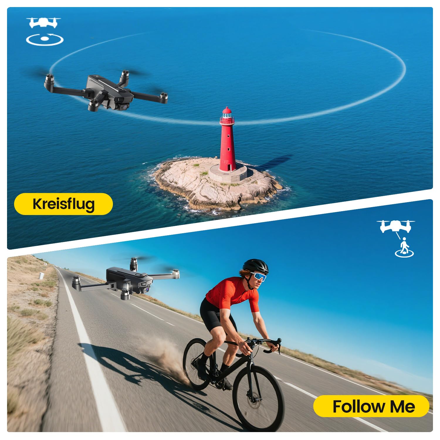 DEERC GPS Drohne mit 4,5" FPV Bildschirm, 4K Kamera, 40 Min Flugzeit | 5GHz HD-Übertragung, Bürstenloser Motor, Automatische Rückkehr, Follow-Me-Funktion, für Einsteiger/Erwachsene/Jugendliche