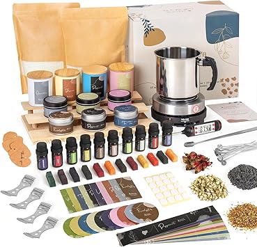 SAEUYVB Candle Making Kit - DIY Starter Soy Candle Making Supplies with Wax Melter, Including Soy Wax, 10 Candle Jars, 10 Pleasant Scents, Color Dyes & More Perfect Candle Making Kit for Adults.