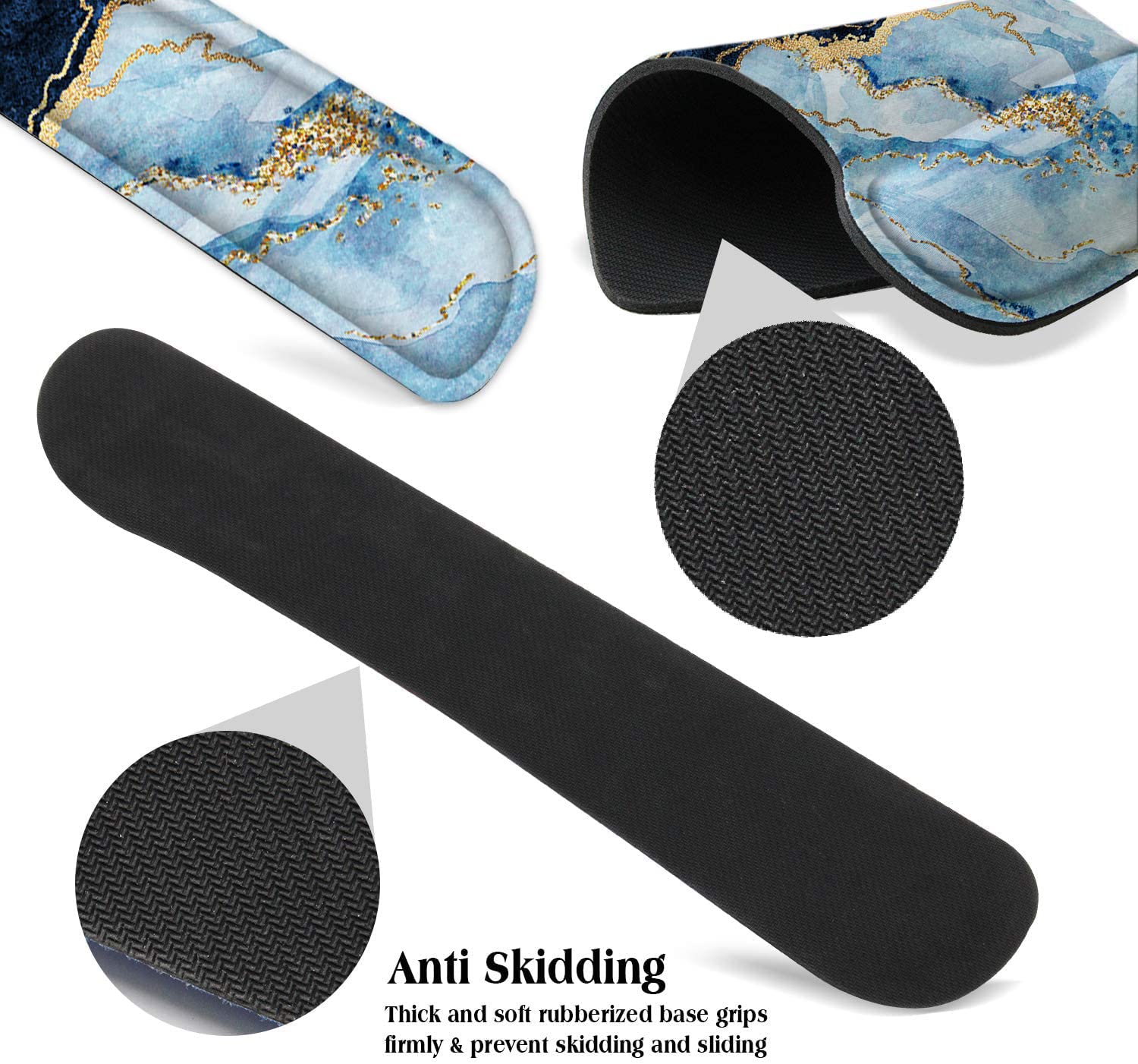 Lateefah Tappetino ergonomico per mouse, supporto per il polso e poggiapolsi per tastiera, poggiapolsi in memory foam, facile digitazione e allevia il dolore al polso, supporto per il polso per