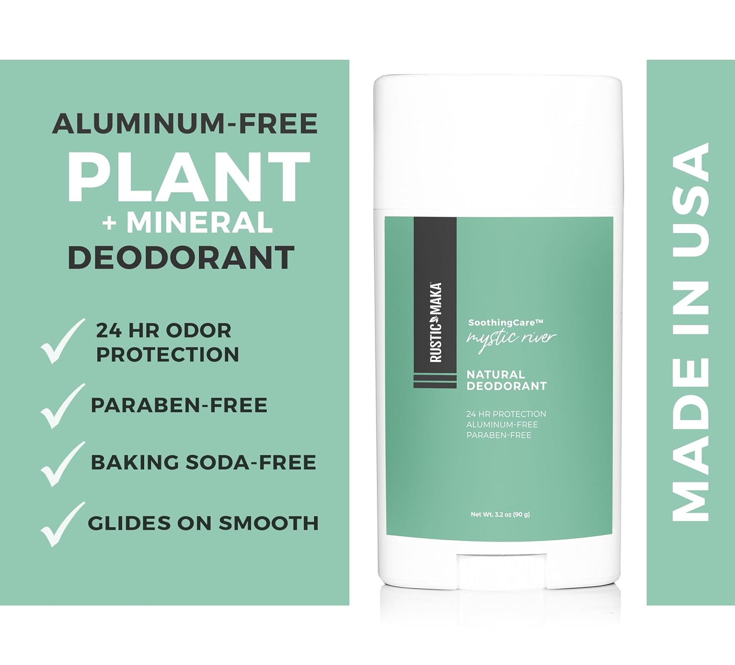 Rustic MAKA Natural Deodorant | Mystic River Scent | Aluminum-Free, Paraben-Free | Baking Soda-Free & Cruelty-Free | 24-Hour Odor Protection | For Women & Men - Image 2