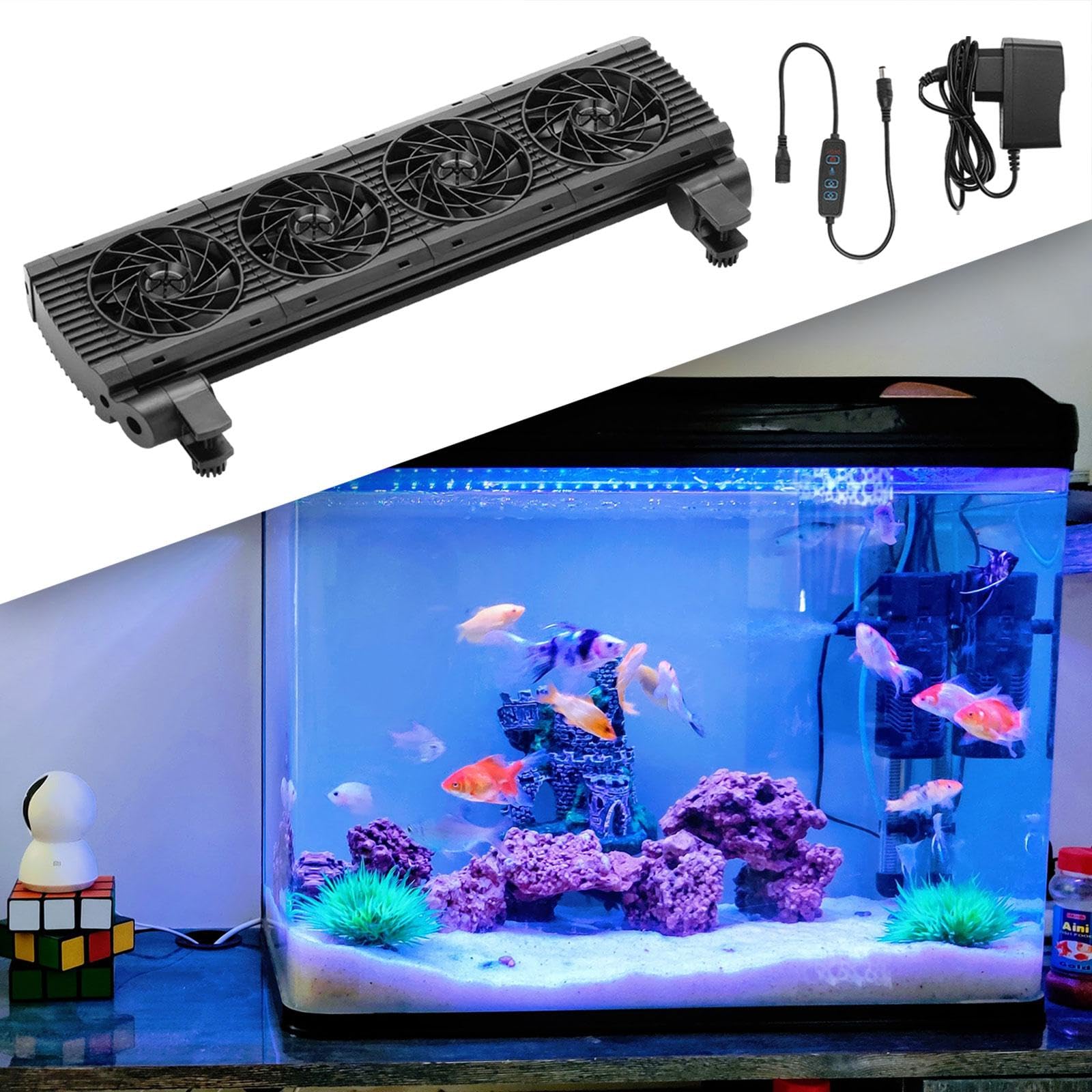 F Fityle Refroidisseur d'aquarium, Refroidisseur de Machine de Refroidissement hydroponique, Fournitures pour Animaux de Compagnie, Ventilateur d'aquarium à, 4