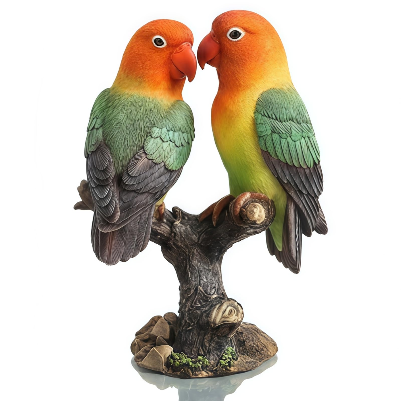 Estatua Pájaros Agapornis Resina Pareja Loros Decoración Hogar 27cm