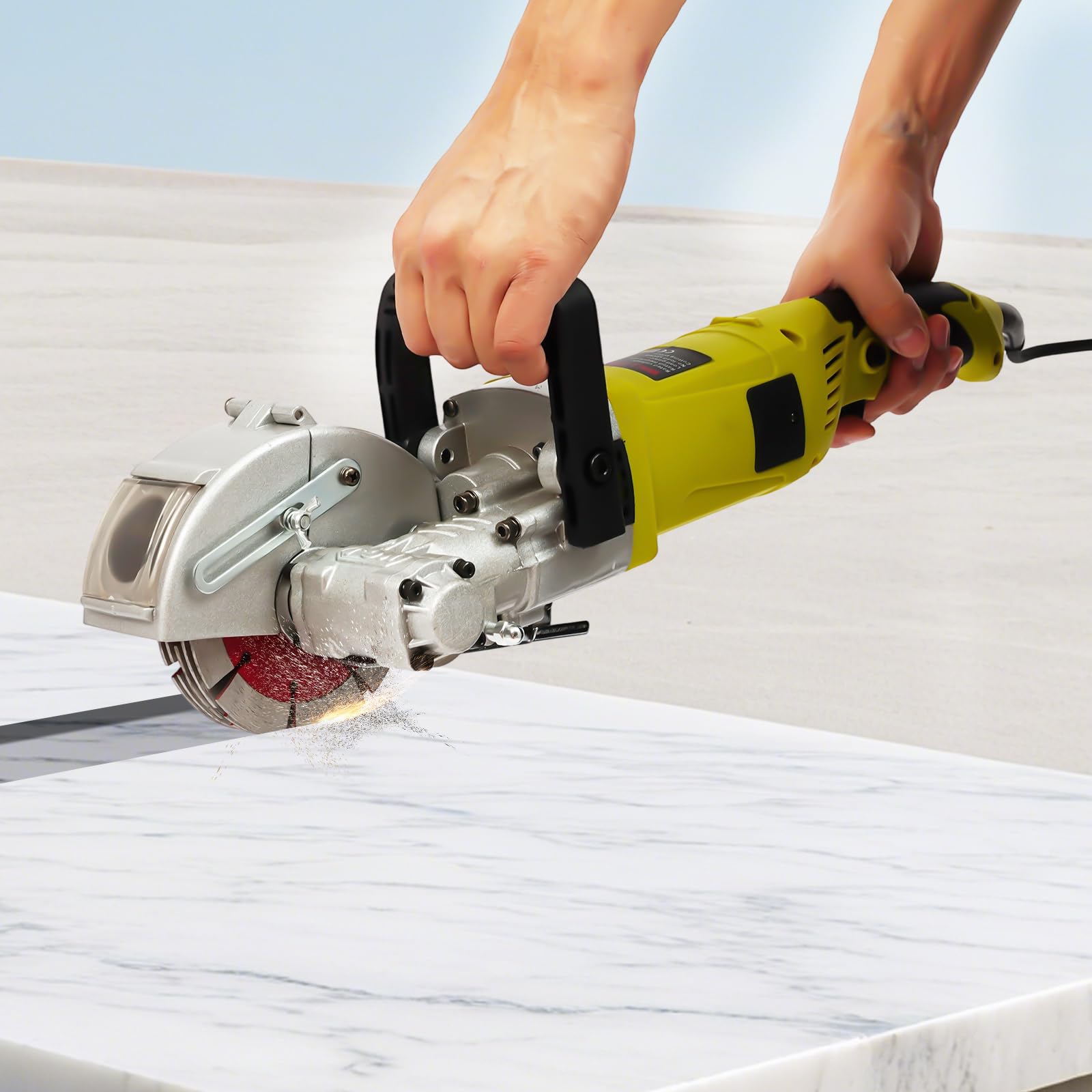 4000W Muro Fresadora eléctrica de pared con 5 hojas de sierra de 125 mm, disco de diamante para obras y renovación, bajo polvo y eficiente (7500 R/min, profundidad de corte: 33 mm)
