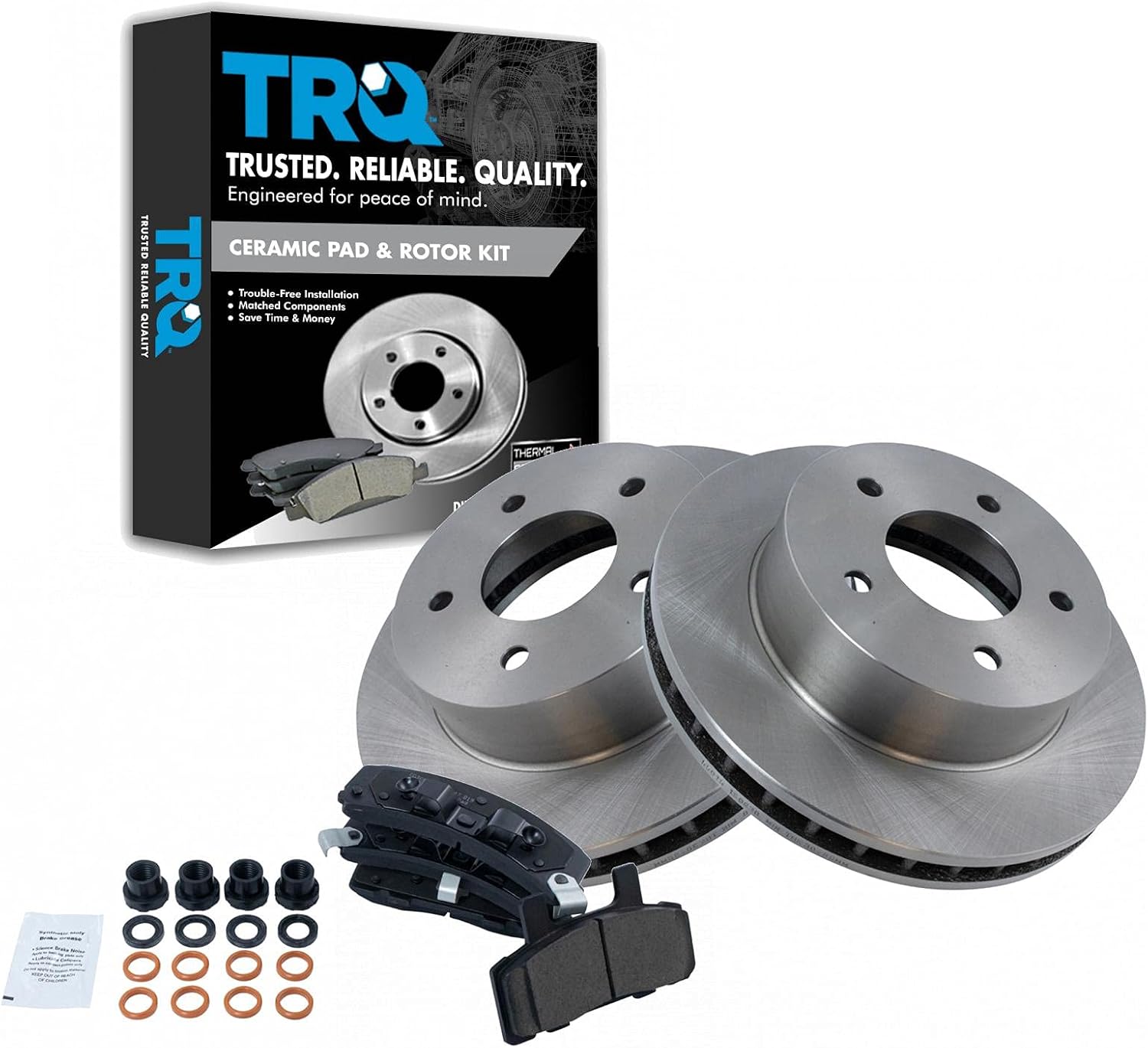 TRQ Front Brake Pad & Rotor Kit Brake Pads Brake Rotor Ceramic Compatible with 1990-2002 Chevrolet Astro GMC Safari