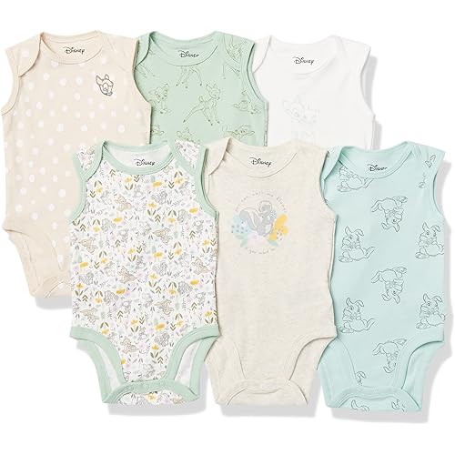 Amazon Essentials Disney | Star Wars | Princess Baby Girls' Sleeveless Bodysuits, Pack of 6
