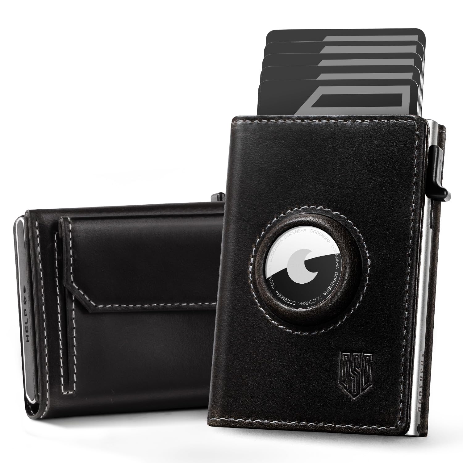 DODENSHA® Airtag Wallet Herren mit XL Münzfach I MagSnap Kartenetui Herren I Smart Airtag Wallet für 10+ Karten I Geldbörse Herren mit RFID Schutz I Portmonee Herren mit AirTag* Fach I Grau Silber