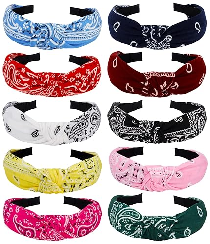 TOBATOBA 10 diademas tipo bandana para mujer, diadema anudada para mujer, bandanas de pelo de cachemira para mujer, bandas para el cabello para
