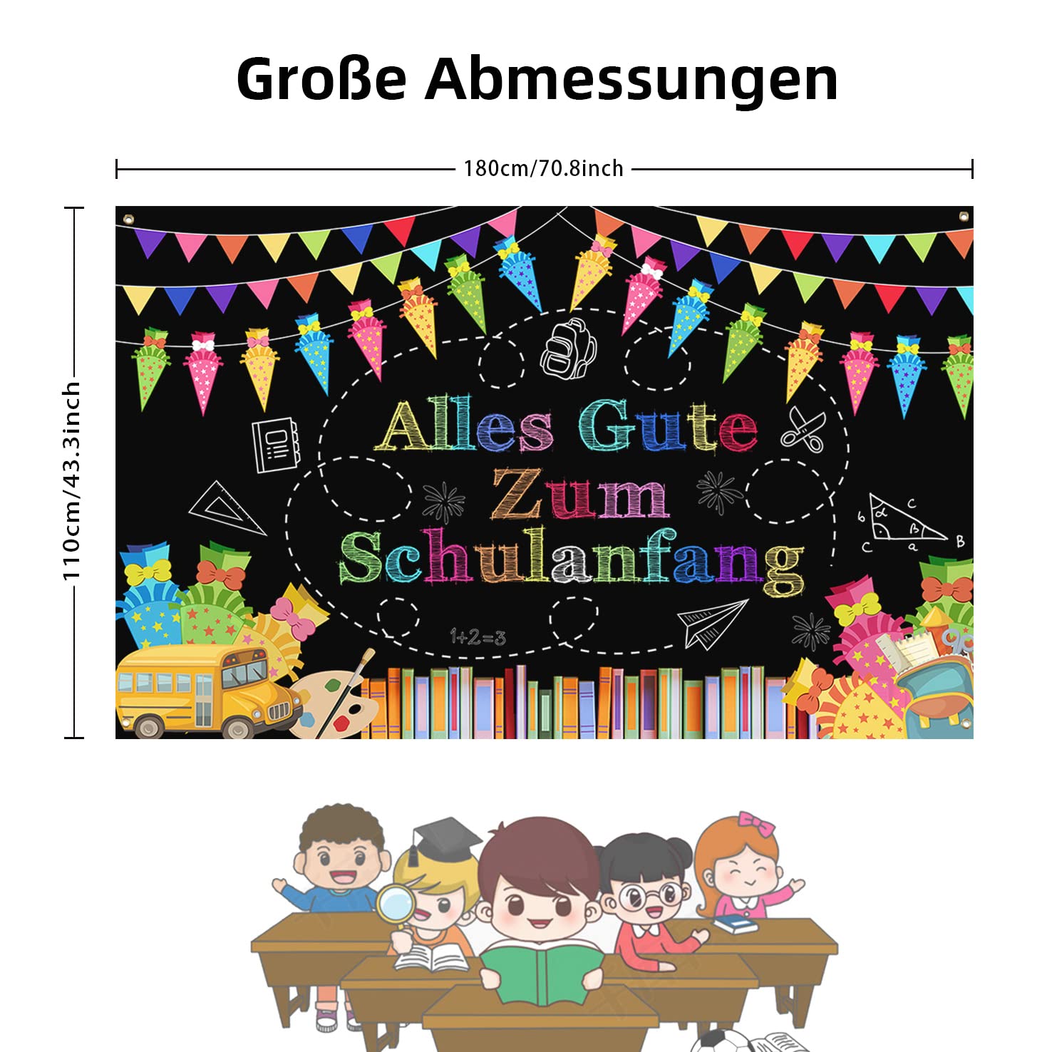 Herzlich Willkommen Girlande - Einschulung Deko Banner Für Schulanfang & 1. Schultag