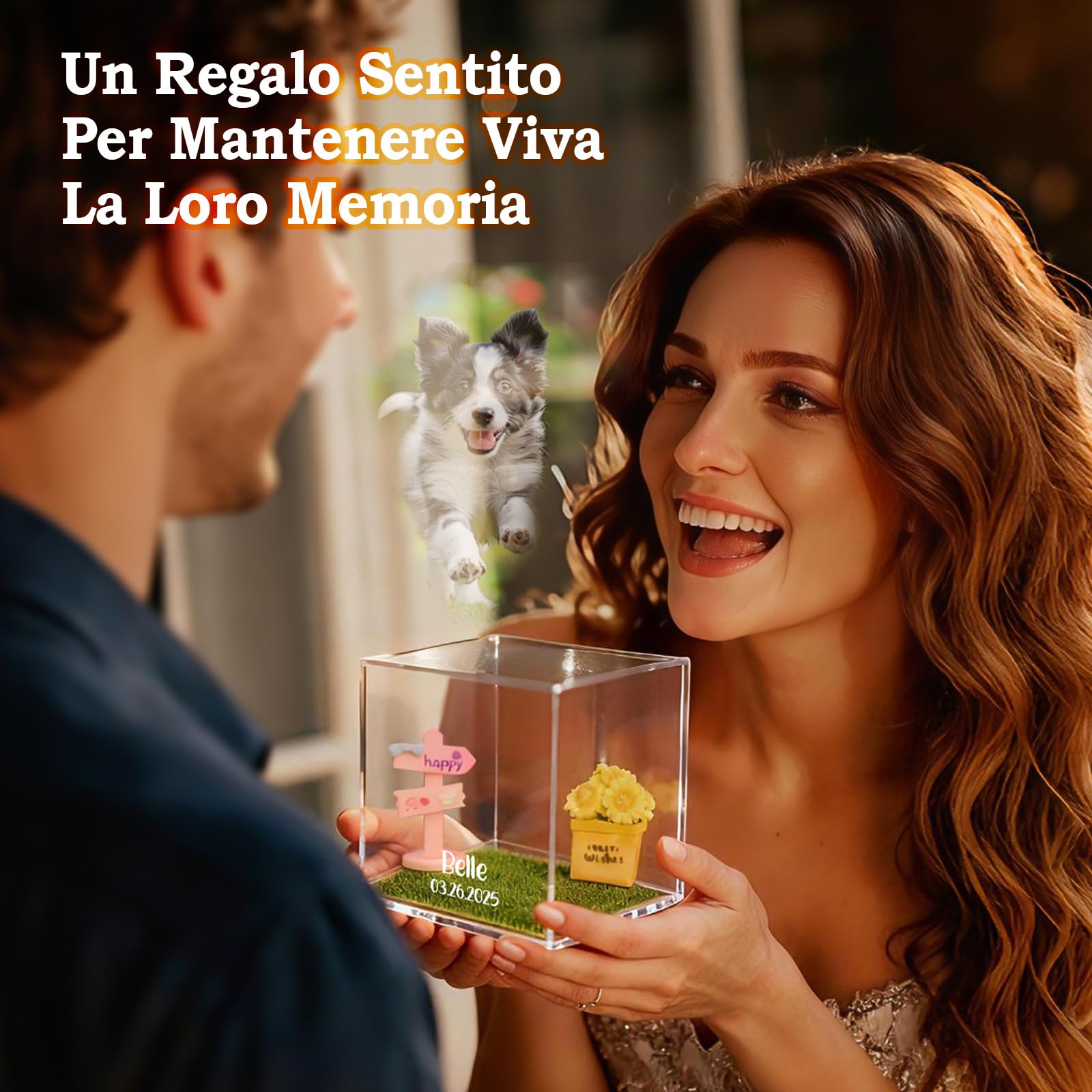 Scatola Commemorativa Olografica per Animali Domestici Cornice con Foto Personalizzata Casetta Digitale Olografica per Animali Domestici Fai Da Te Regalo Personalizzato per Amanti di Cani o Gatti