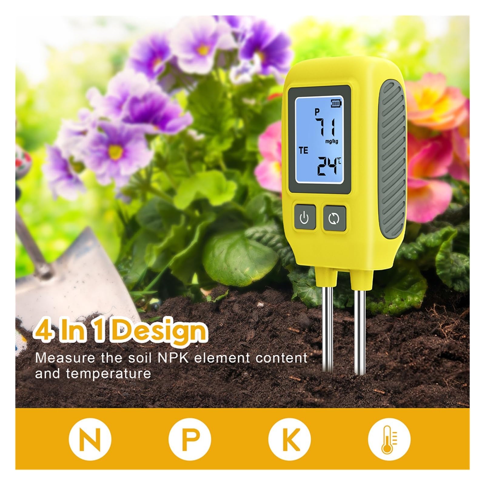 Humidimètre pour Sol, Analyseur de Sol à Double Aiguille, détecteur d'azote, de phosphore et de Potassium, testeur de fertilité Soli Temp pour Le Jardinage et l'agriculture