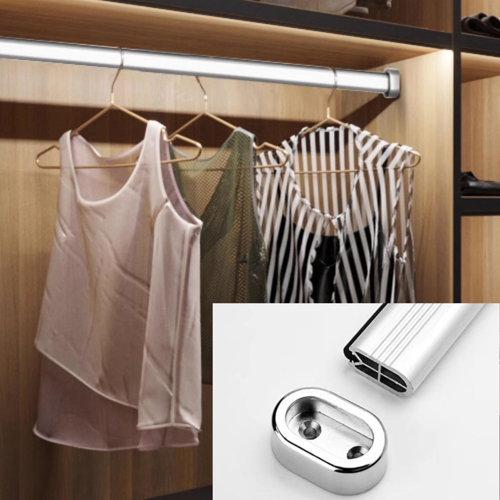 Rail de garde-robe en métal 120 cm LWX avec montant mural réglable