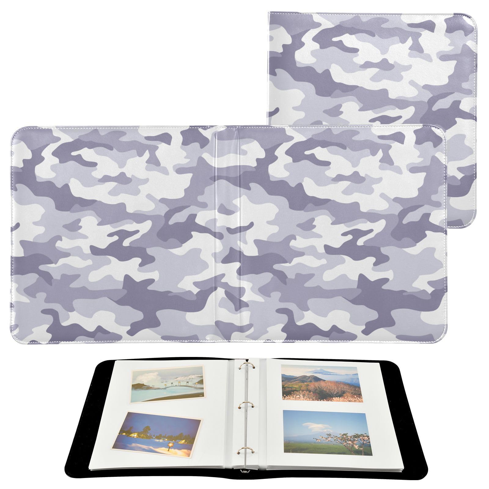 Álbumes de fotos para fotos, páginas autoadhesivas, estantería, álbumes de fotos, álbum de fotos de 4 x 6, 6 x 8 pulgadas, camuflaje azul aguamarina