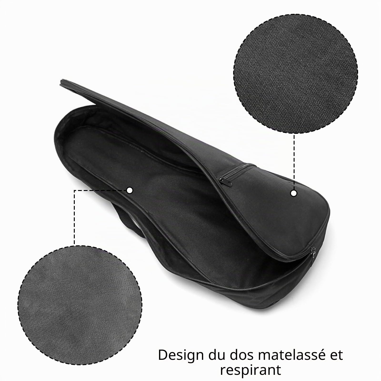 Housse de transport pour ukulélé de 53,3 cm avec sangles et sangles pour voyage, spectacle, concert (noir)