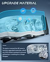 Vista 5 de Nilight Conjunto de faros delanteros Led DRL para Dodge Ram 2002-2005 15002003 2004 2005 Dodge Ram 2500 3500, carcasa ahumada, reflector transparente